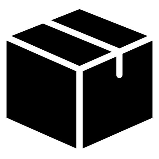 Black icon of a delivery truck with a package and a location pin on the side indicating shipment or transport.